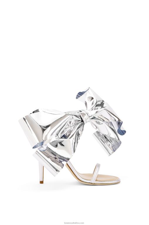 Loewe Women Bow sandal in lambskin 206XF703 Silver Grey