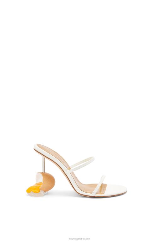 Loewe Women Broken egg sandal in goatskin 206XF715 White/Natural
