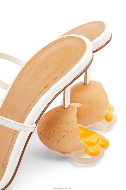 Loewe Women Broken egg sandal in goatskin 206XF715 White/Natural