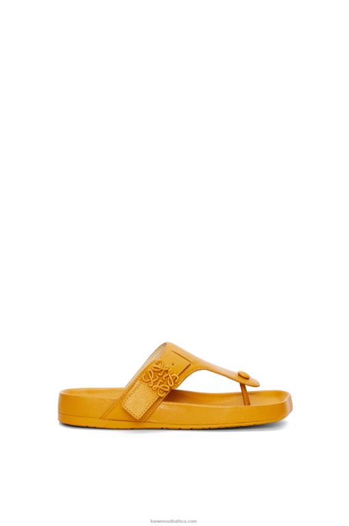 Loewe Women Ease toe post sandal in goatskin 206XF723 Ochre