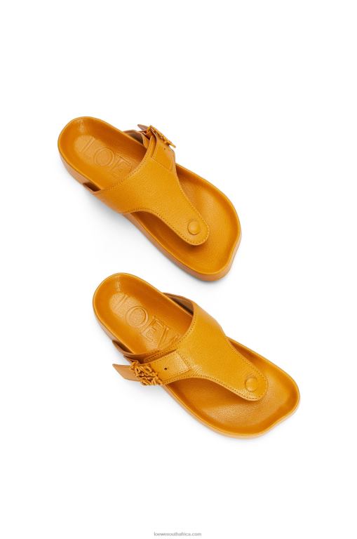 Loewe Women Ease toe post sandal in goatskin 206XF723 Ochre