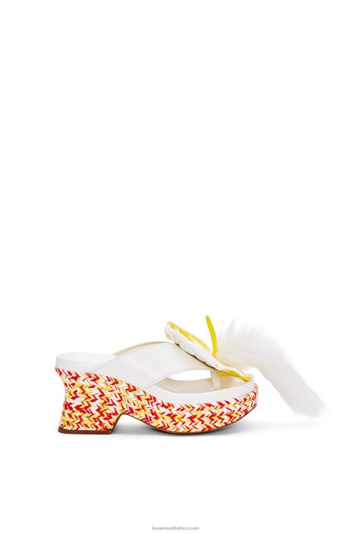 Loewe Women Petal flatform sandal in lambskin 206XF687 White/Multicolor