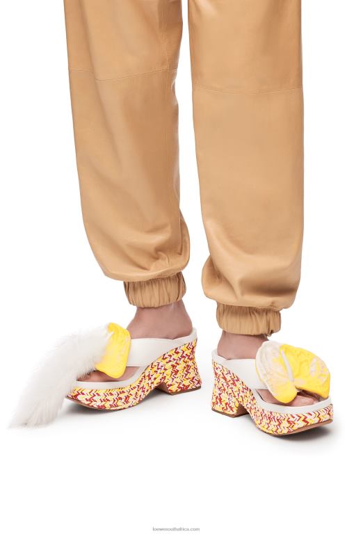 Loewe Women Petal flatform sandal in lambskin 206XF687 White/Multicolor