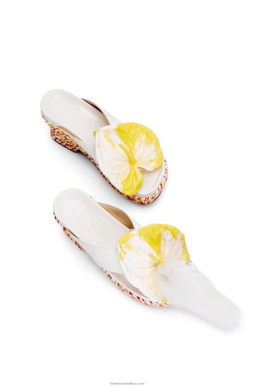 Loewe Women Petal flatform sandal in lambskin 206XF687 White/Multicolor