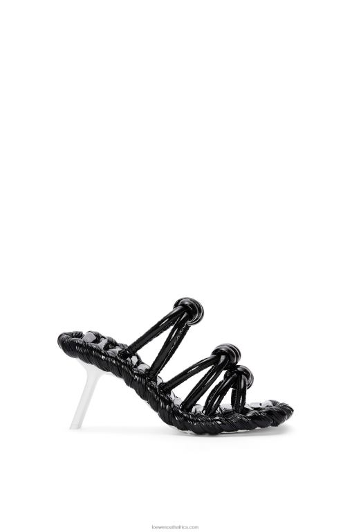 Loewe Women Petal knot sandal in lambskin 206XF704 Black/White