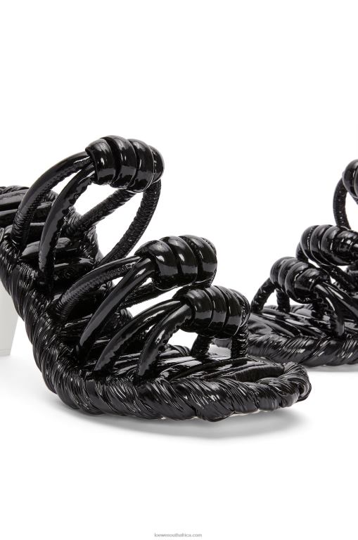Loewe Women Petal knot sandal in lambskin 206XF704 Black/White