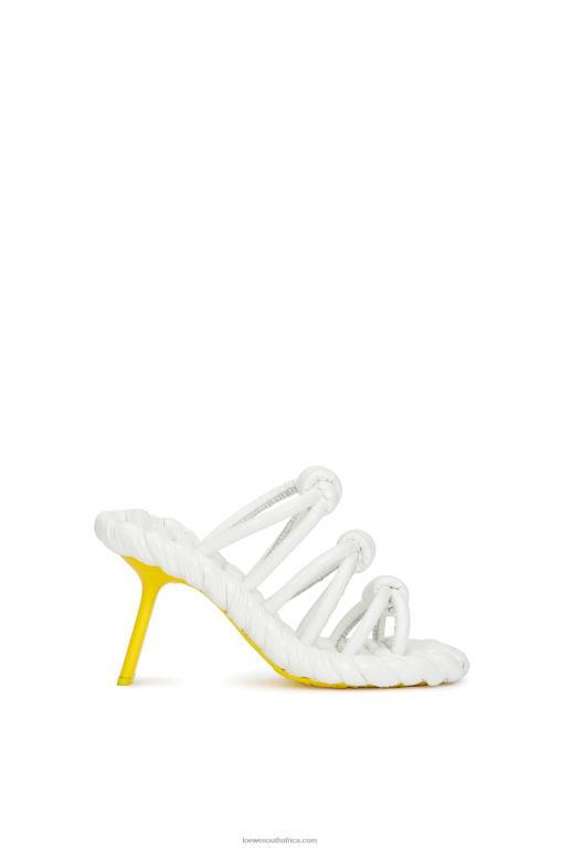 Loewe Women Petal knot sandal in lambskin 206XF705 White/Yellow