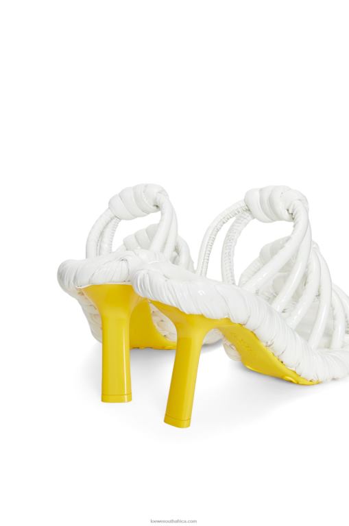 Loewe Women Petal knot sandal in lambskin 206XF705 White/Yellow
