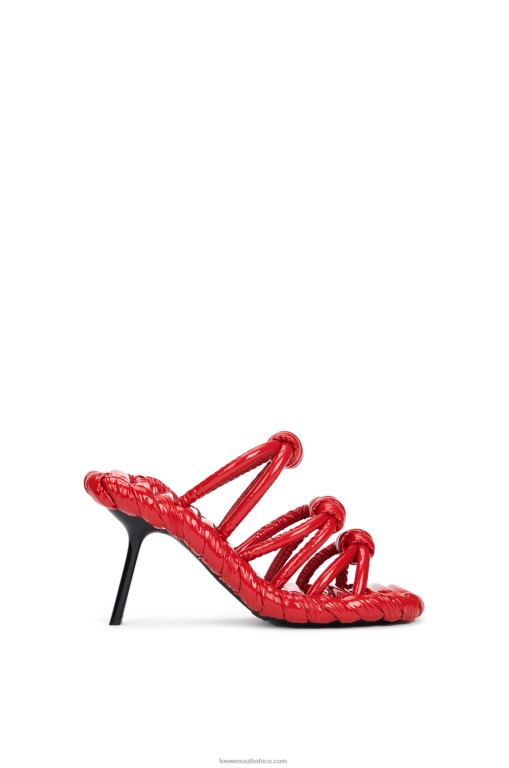 Loewe Women Petal knot sandal in lambskin 206XF706 Red/Black