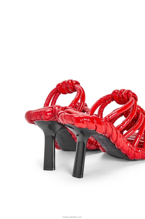 Loewe Women Petal knot sandal in lambskin 206XF706 Red/Black