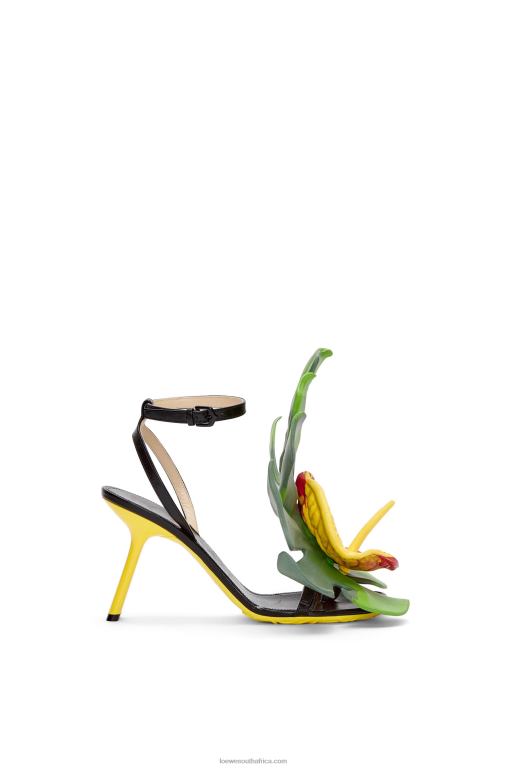 Loewe Women Petal sandal in lambskin 206XF690 Black