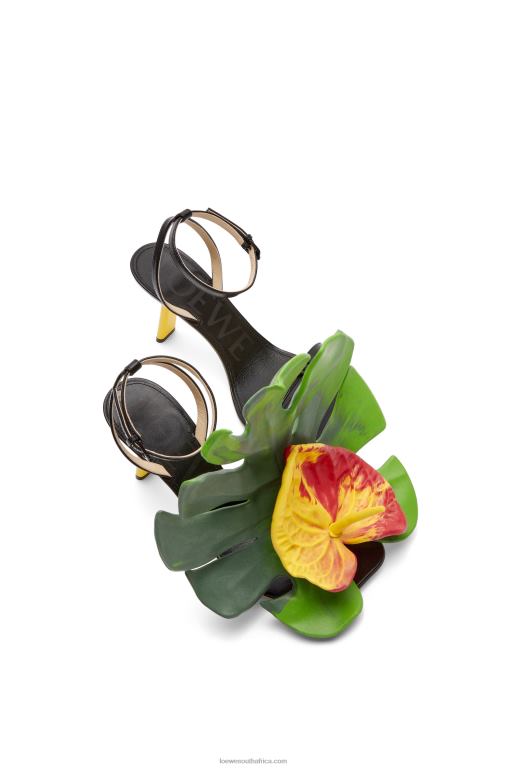 Loewe Women Petal sandal in lambskin 206XF690 Black