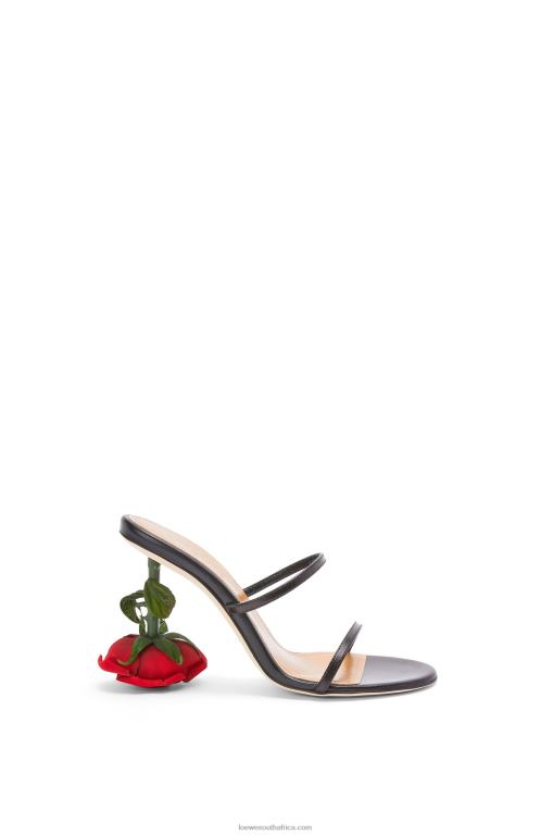 Loewe Women Rose heel sandal in goatskin 206XF714 Black