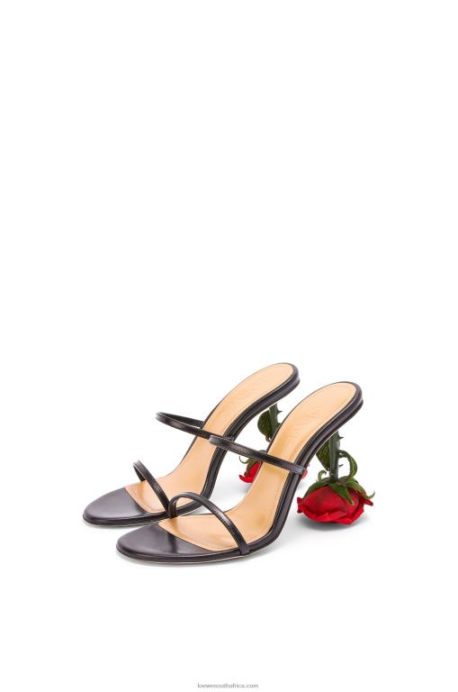 Loewe Women Rose heel sandal in goatskin 206XF714 Black