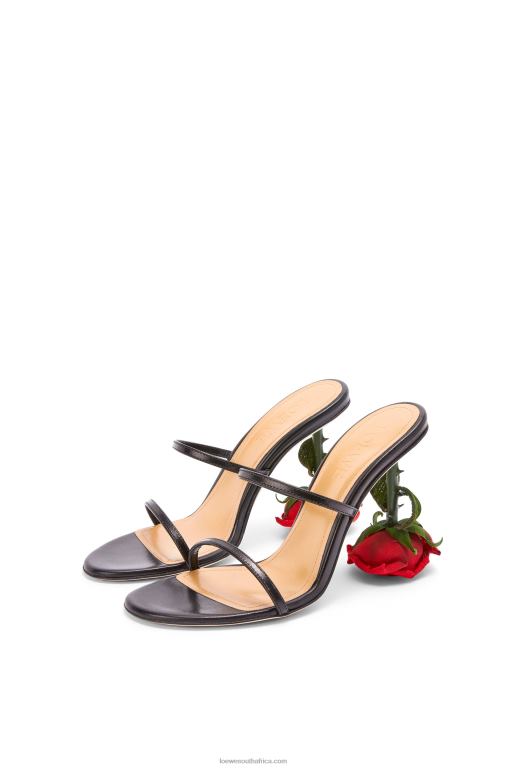 Loewe Women Rose heel sandal in kidskin 206XF713 Black
