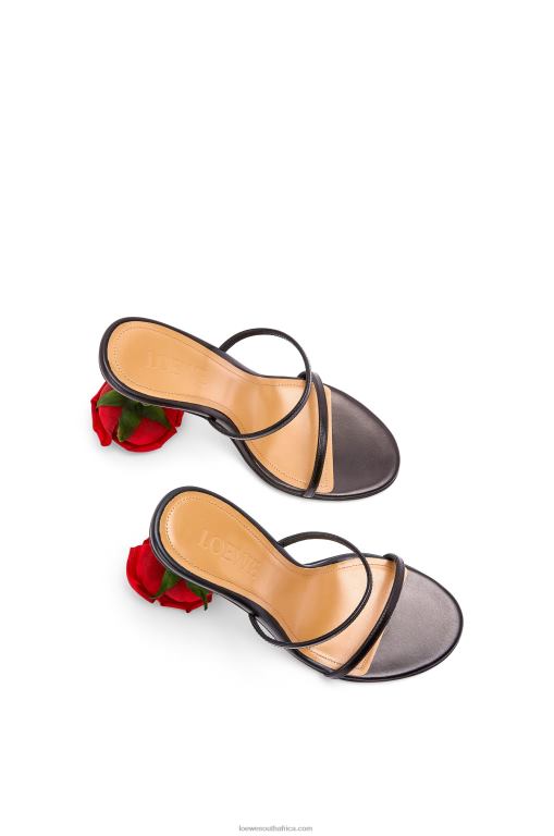 Loewe Women Rose heel sandal in kidskin 206XF713 Black