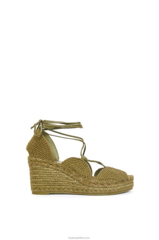 Loewe Women Solar wedge espadrille in jute 206XF699 Olive
