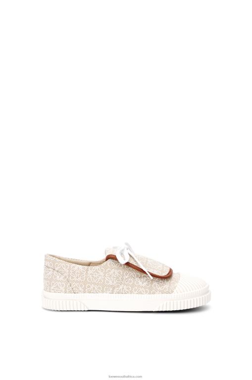 Loewe Women Anagram flap sneaker in canvas 206XF661 Natural/White
