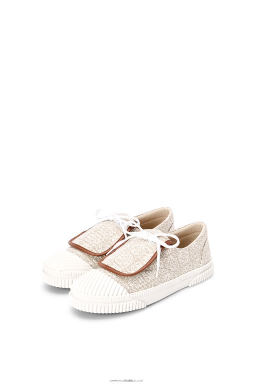 Loewe Women Anagram flap sneaker in canvas 206XF661 Natural/White