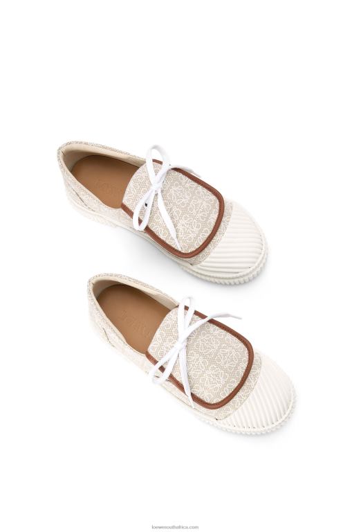 Loewe Women Anagram flap sneaker in canvas 206XF661 Natural/White
