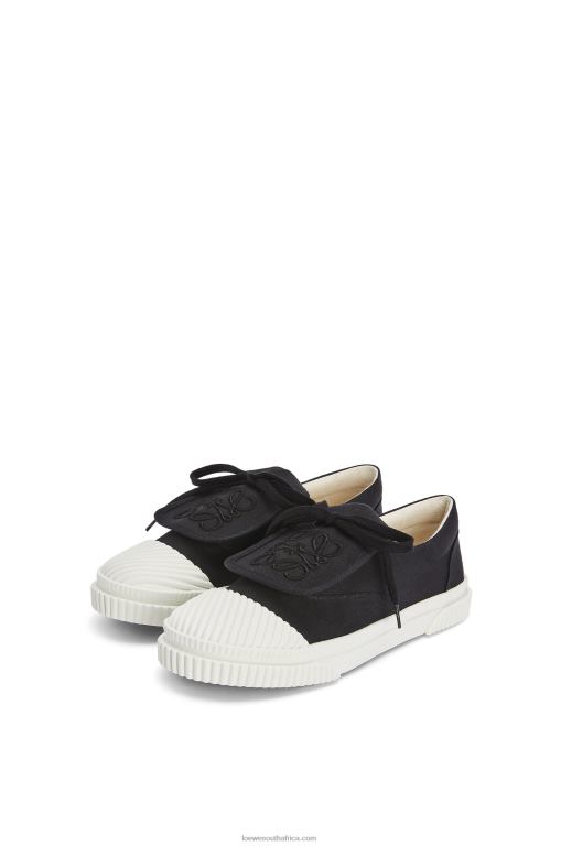 Loewe Women Anagram flap sneaker in canvas 206XF663 Black