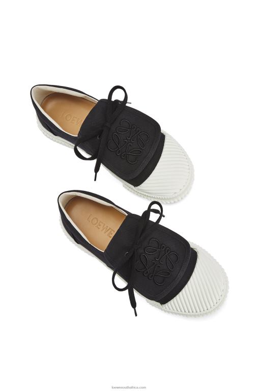 Loewe Women Anagram flap sneaker in canvas 206XF663 Black