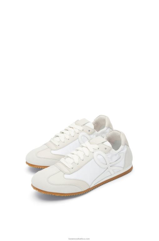 Loewe Women Ballet Runner in nylon and calfskin 206XF657 White/Off-white