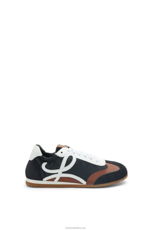 Loewe Women Ballet Runner in nylon and calfskin 206XF667 Black/White