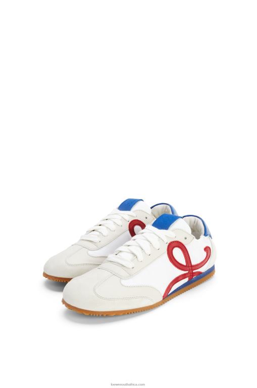 Loewe Women Ballet runner in nylon and calfskin 206XF666 Soft White/Cherry/Royal Blue