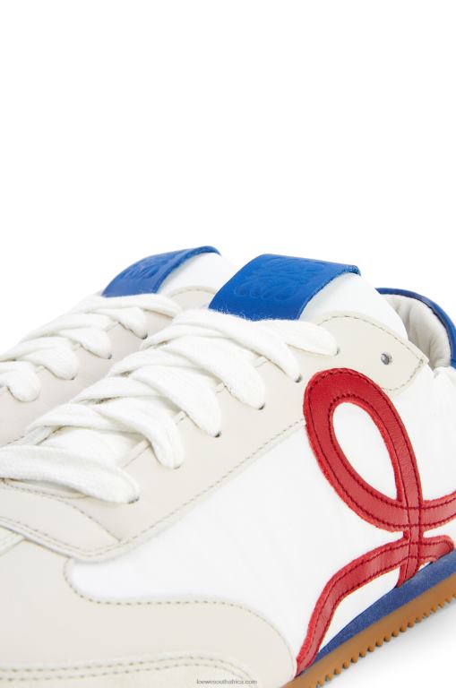 Loewe Women Ballet runner in nylon and calfskin 206XF666 Soft White/Cherry/Royal Blue