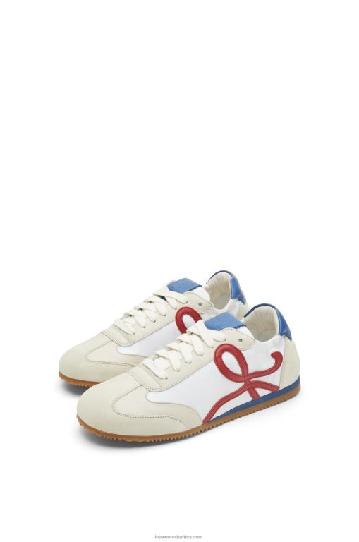 Loewe Women Ballet runner in nylon and calfskin 206XF666 Soft White/Cherry/Royal Blue