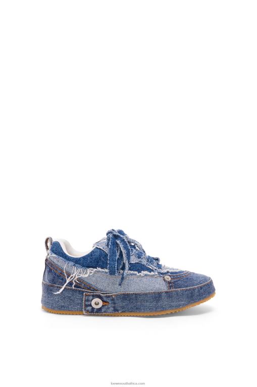 Loewe Women Deconstructed sneaker in denim 206XF658 Washed Denim