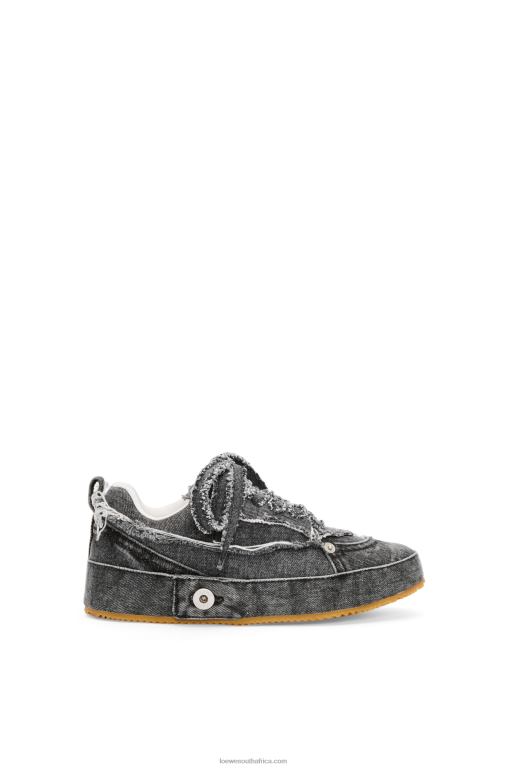 Loewe Women Deconstructed sneaker in denim 206XF659 Washed Grey