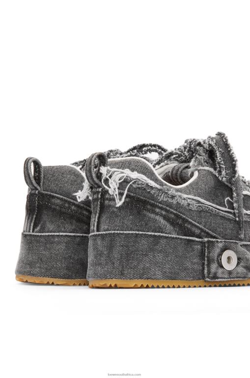 Loewe Women Deconstructed sneaker in denim 206XF659 Washed Grey