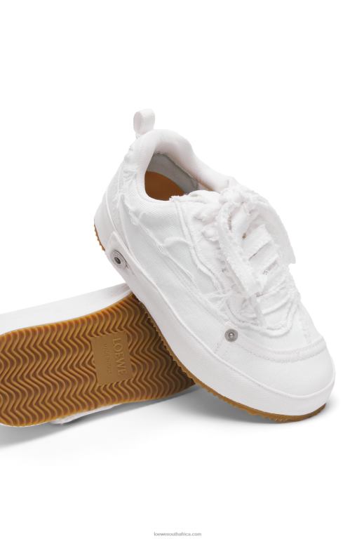 Loewe Women Deconstructed sneaker in denim 206XF660 Soft White