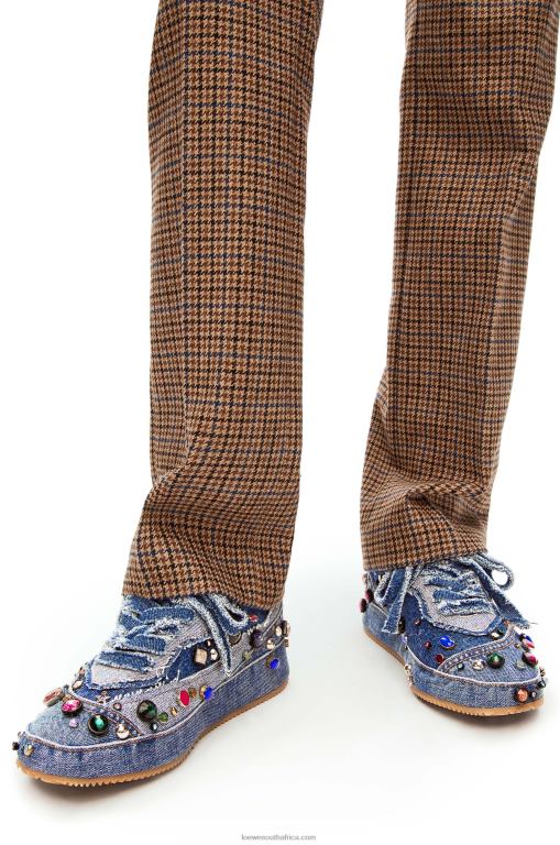 Loewe Women Embellished deconstructed sneaker in denim 206XF670 Washed Denim