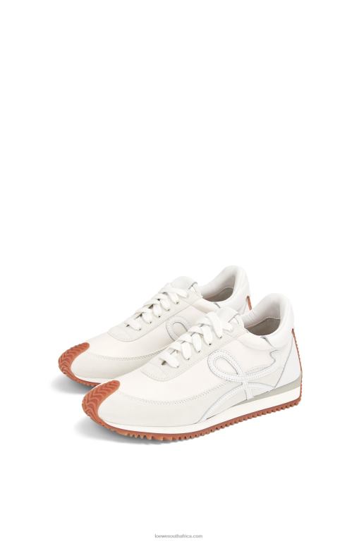 Loewe Women Flow Runner in lambskin and calfskin 206XF645 Soft White