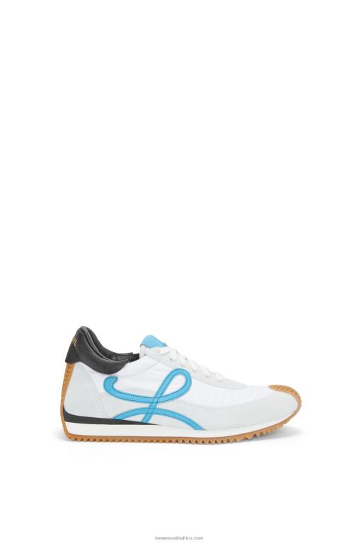Loewe Women Flow runner in calfskin and nylon 206XF640 White/Blue