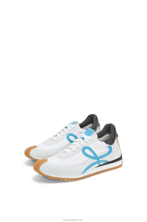 Loewe Women Flow runner in calfskin and nylon 206XF640 White/Blue
