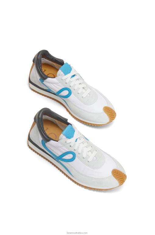 Loewe Women Flow runner in calfskin and nylon 206XF640 White/Blue