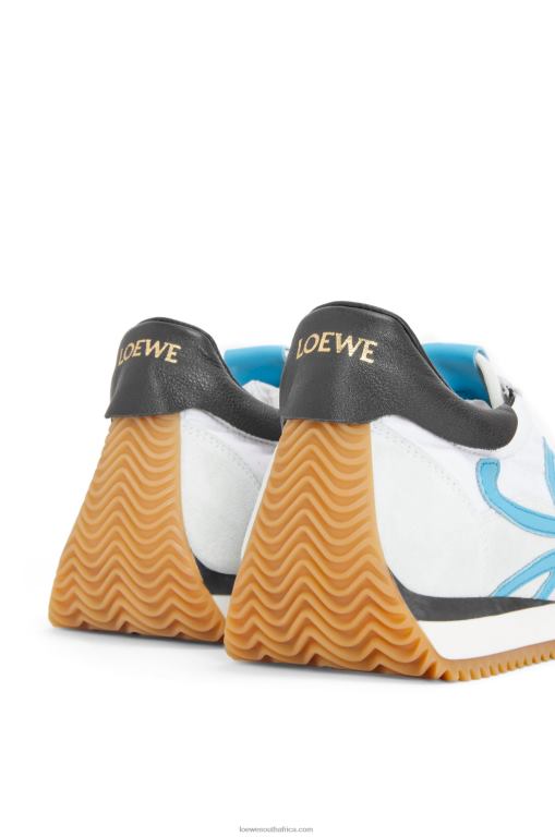 Loewe Women Flow runner in calfskin and nylon 206XF640 White/Blue
