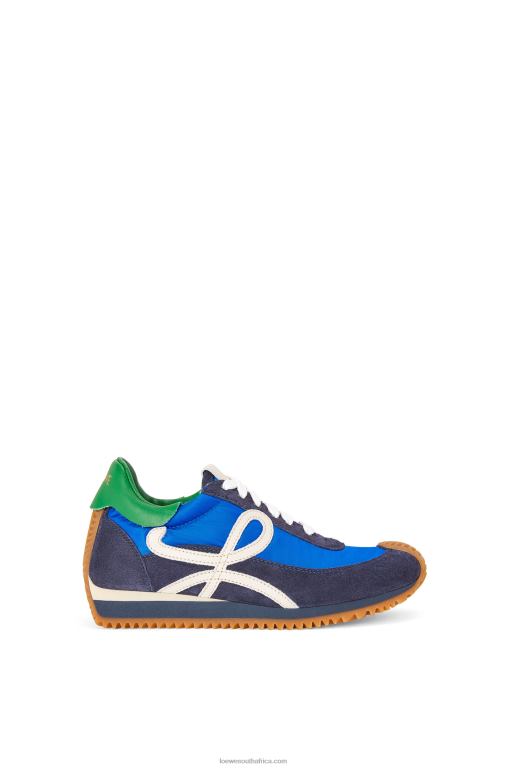 Loewe Women Flow runner in nylon and suede 206XF653 Royal Blue/Navy