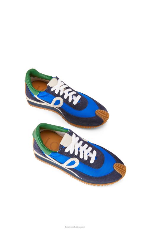 Loewe Women Flow runner in nylon and suede 206XF653 Royal Blue/Navy