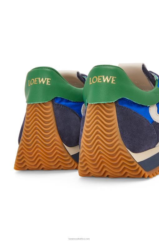 Loewe Women Flow runner in nylon and suede 206XF653 Royal Blue/Navy