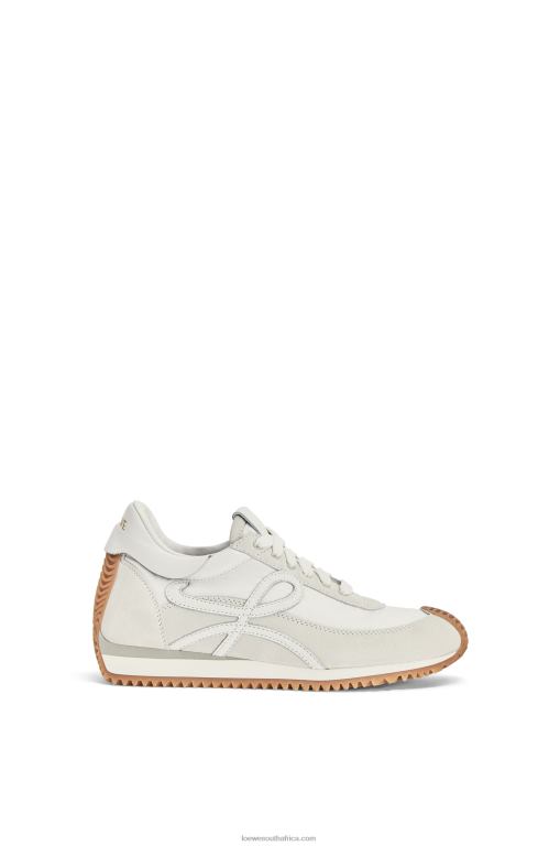 Loewe Women Flow runner in suede and nylon 206XF643 White