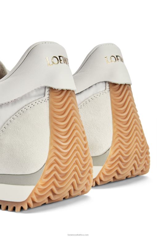 Loewe Women Flow runner in suede and nylon 206XF643 White