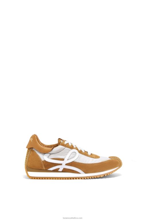 Loewe Women Flow runner in suede and nylon 206XF646 Tan/Grey