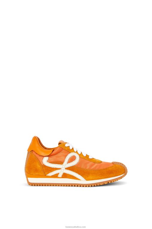 Loewe Women Flow runner in suede and nylon 206XF648 Copper Orange