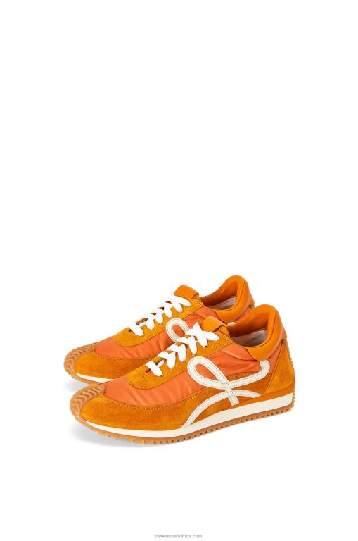 Loewe Women Flow runner in suede and nylon 206XF648 Copper Orange