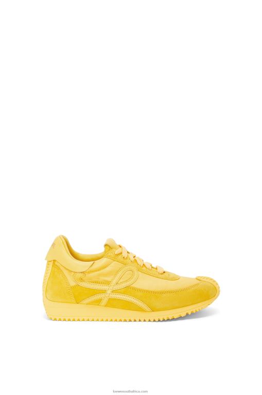 Loewe Women Flow runner in suede and nylon 206XF652 Yellow